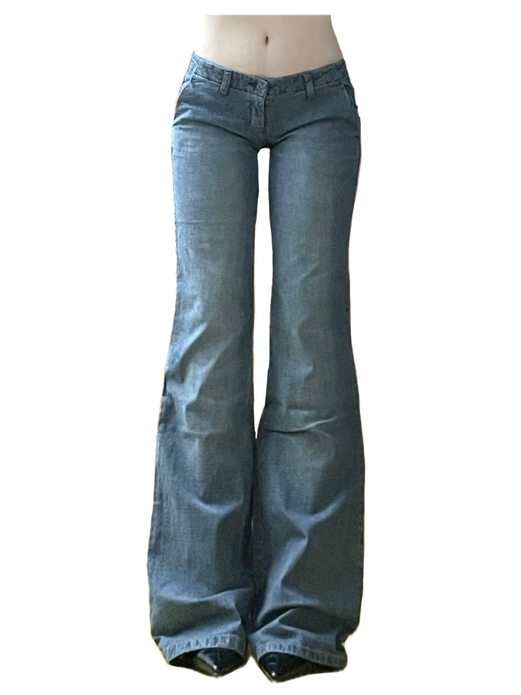 super low rise flared Blu collection jeans