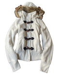 vintage yk2 faux fur duffle hoodie 2000s