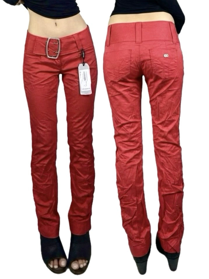 Miss Sixty rare belted y2k red pants