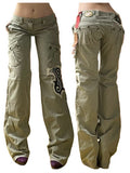 Jeans Take Two low rise y2k embroidery borchie cargo pocket