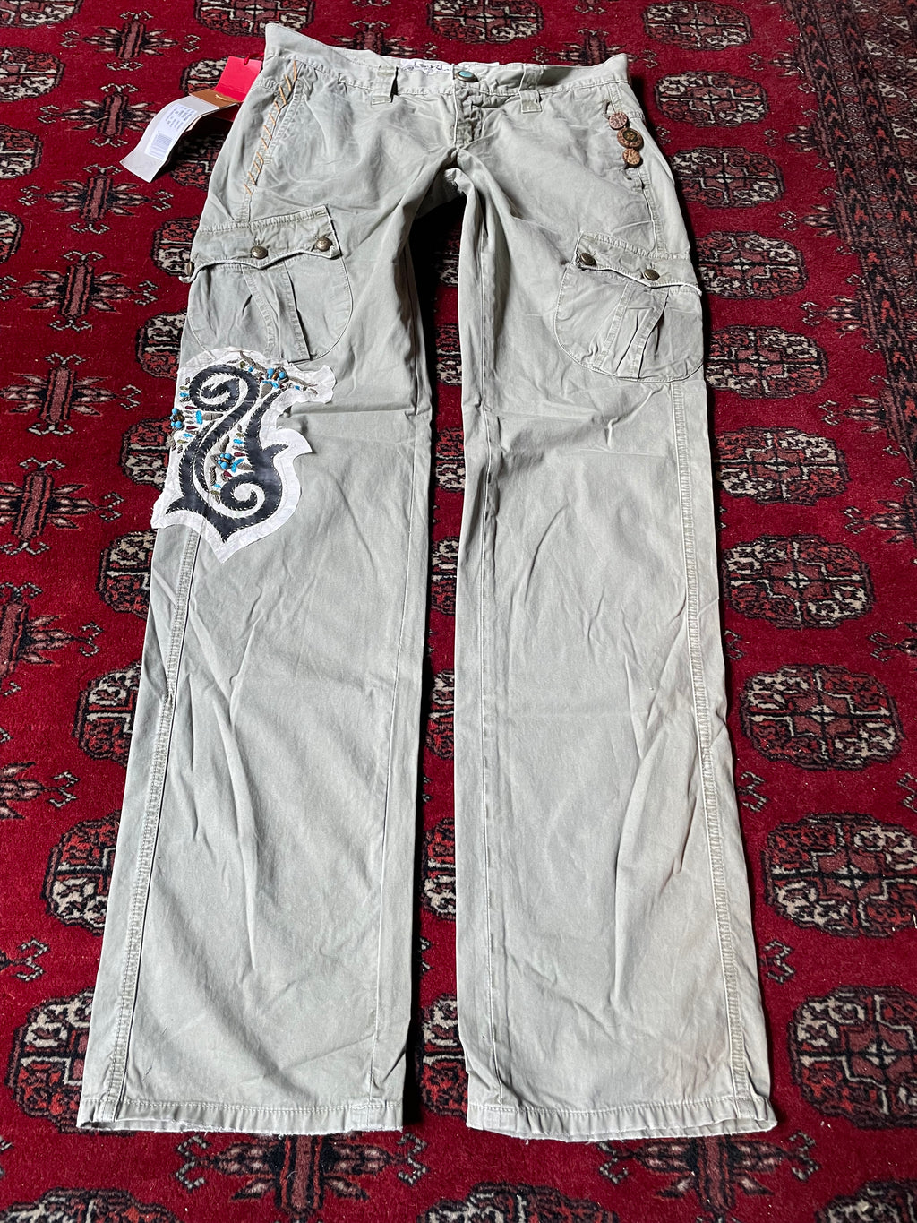 Jeans Take Two low rise y2k embroidery borchie cargo pocket