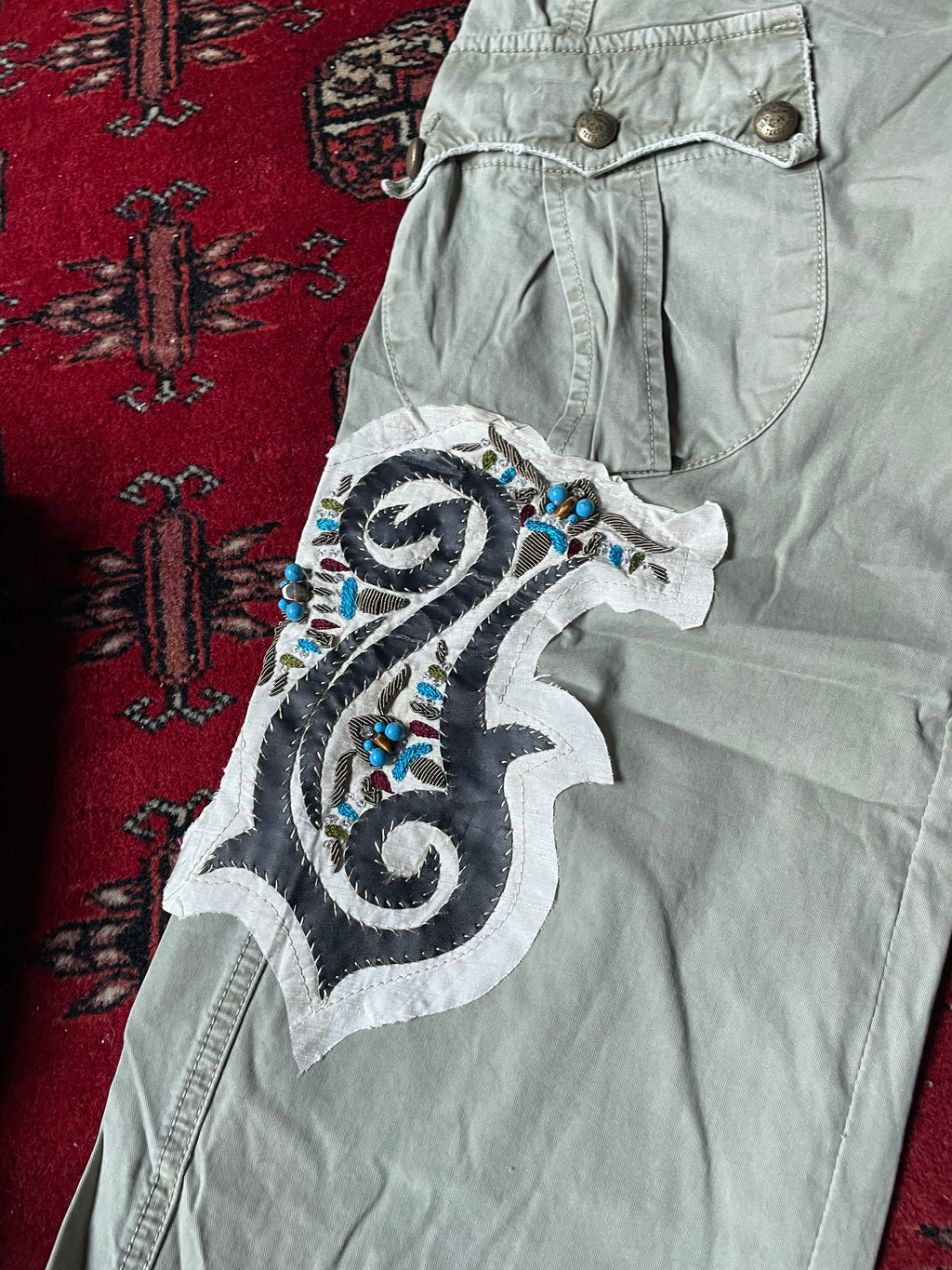 Jeans Take Two low rise y2k embroidery borchie cargo pocket