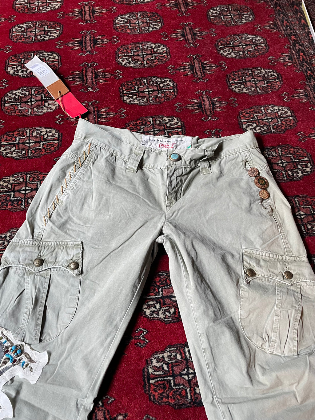 Jeans Take Two low rise y2k embroidery borchie cargo pocket