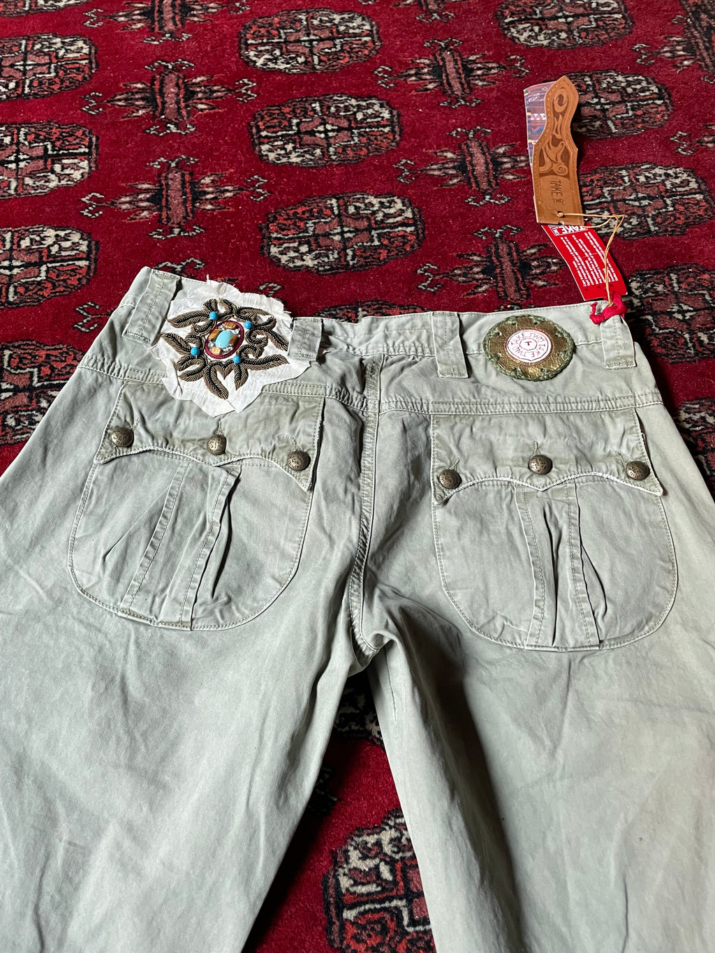 Jeans Take Two low rise y2k embroidery borchie cargo pocket