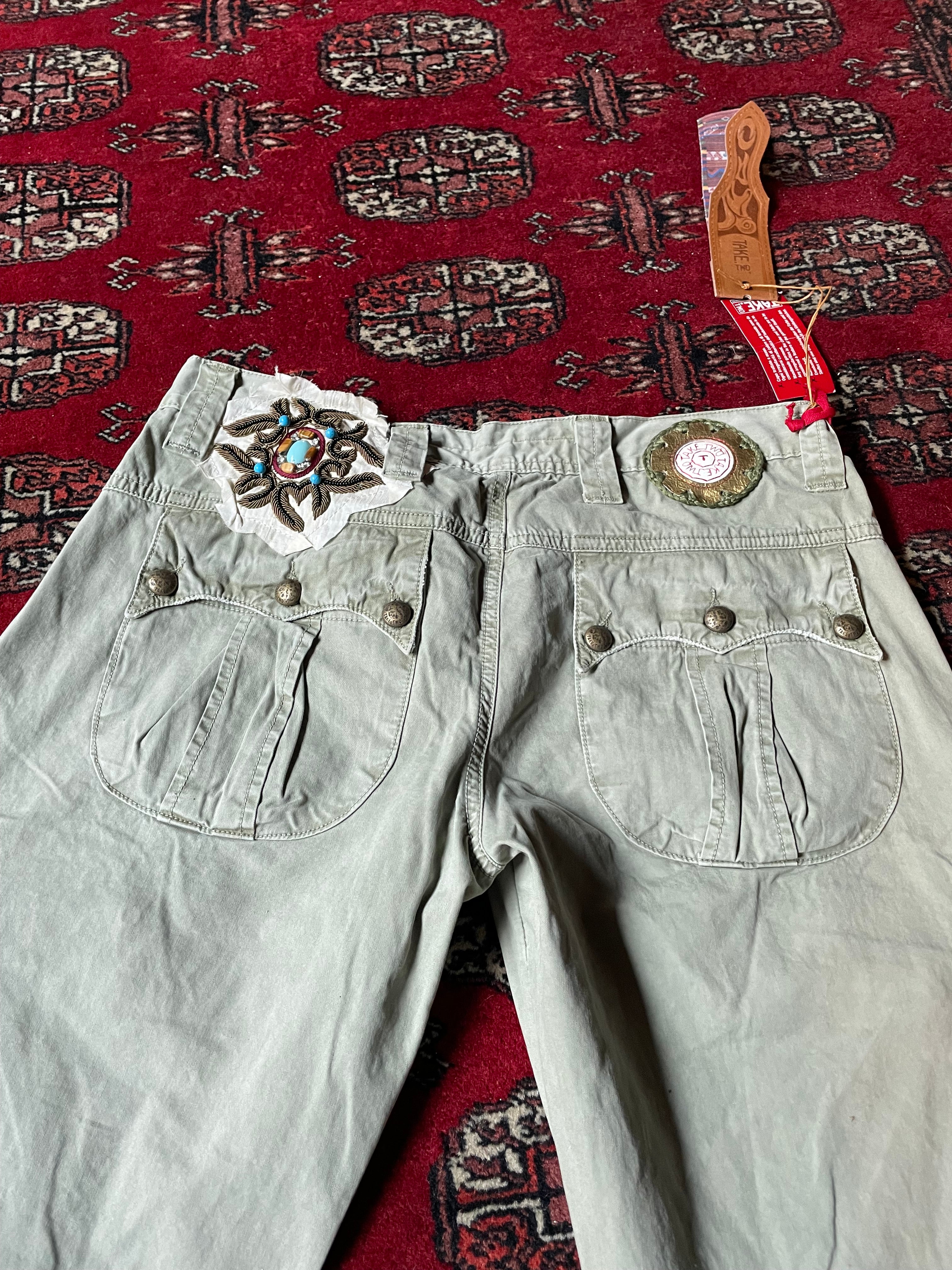 Jeans Take Two low rise y2k embroidery borchie cargo pocket