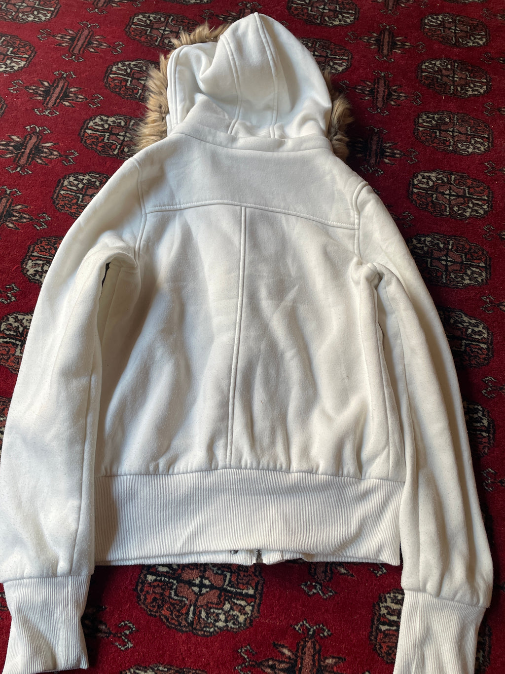 vintage yk2 faux fur duffle hoodie 2000s