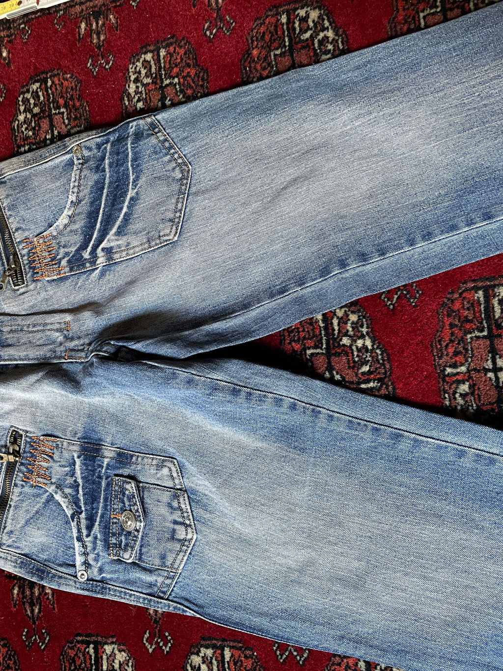 Vintage belted capri y2k zip pocket jeans
