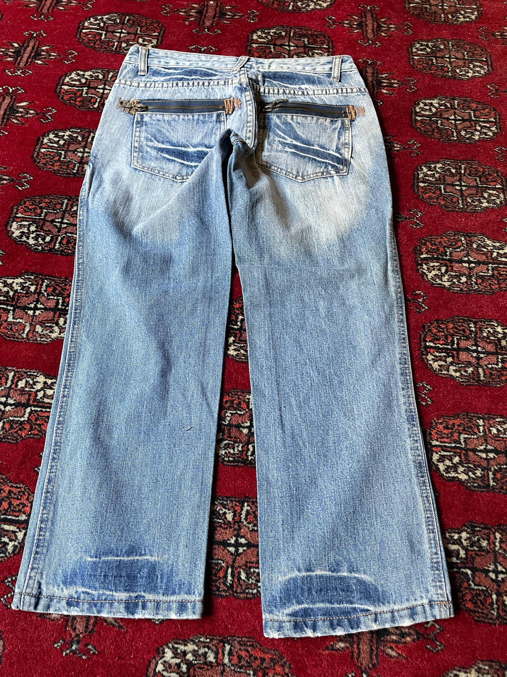Vintage belted capri y2k zip pocket jeans