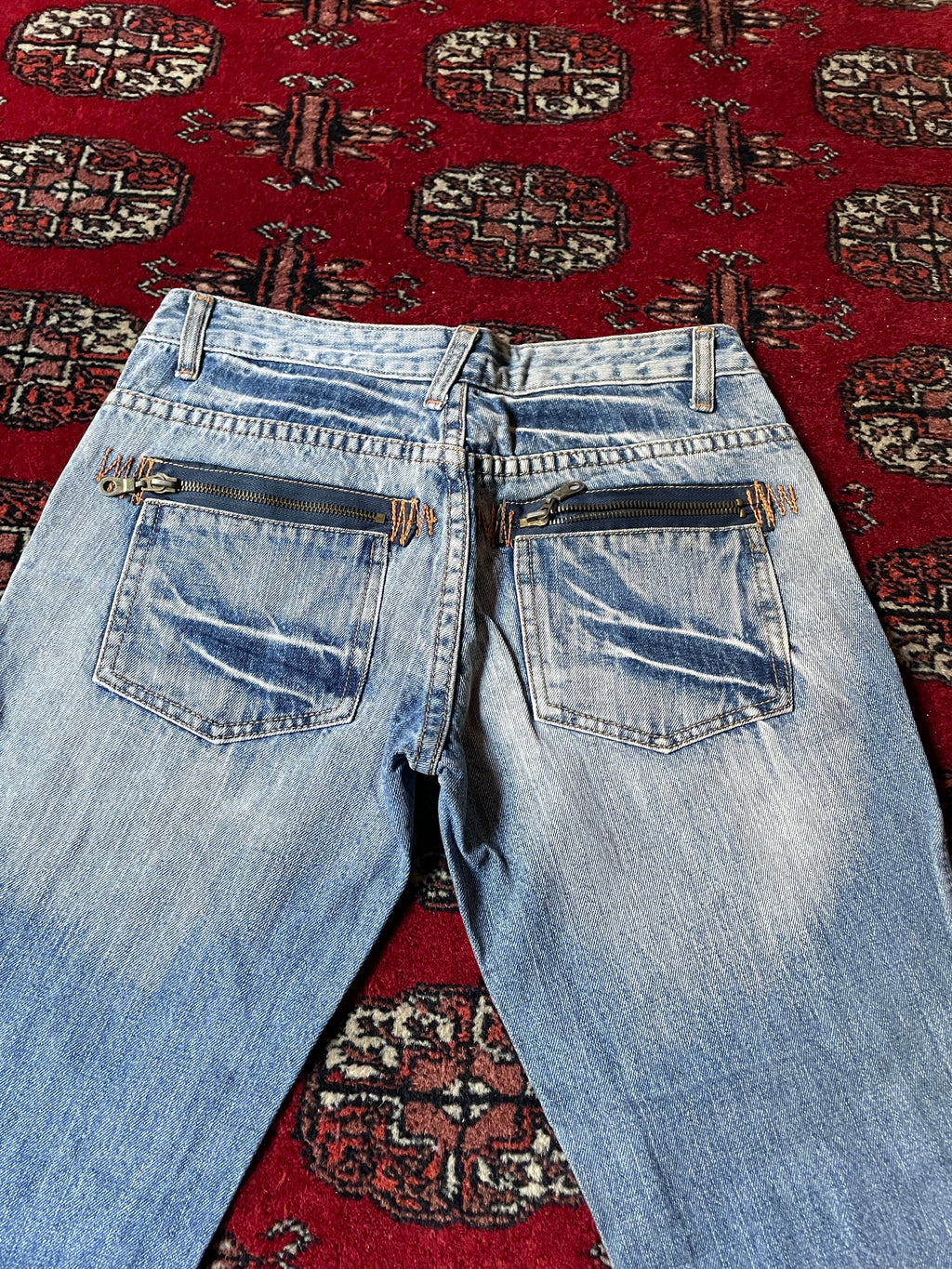 Vintage belted capri y2k zip pocket jeans