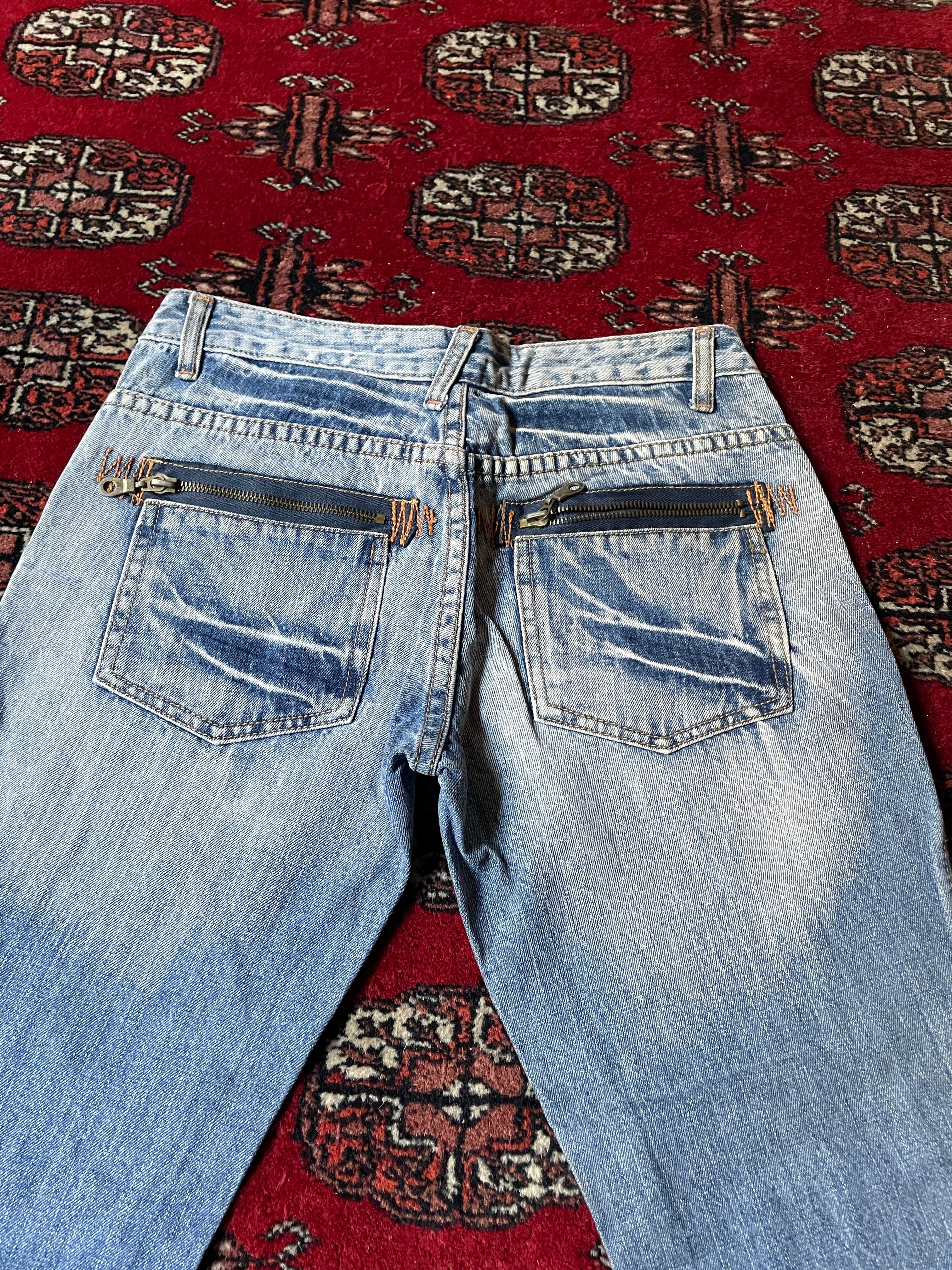 Vintage belted capri y2k zip pocket jeans