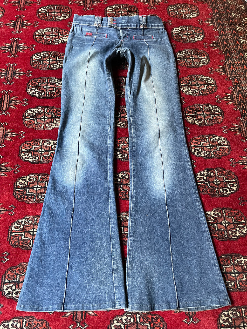 Vintage low rise belted flared jeans y2k