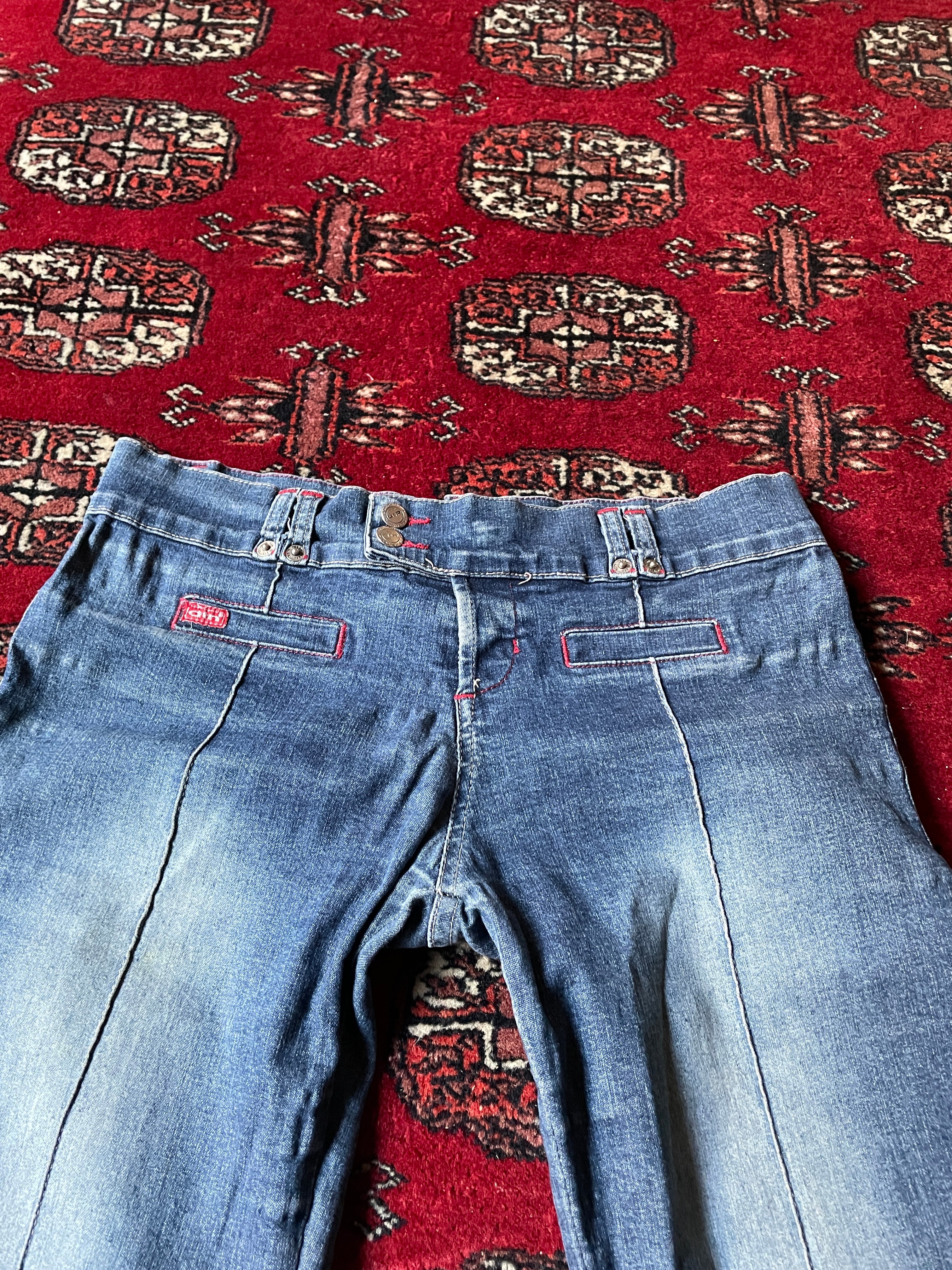 Vintage low rise belted flared jeans y2k