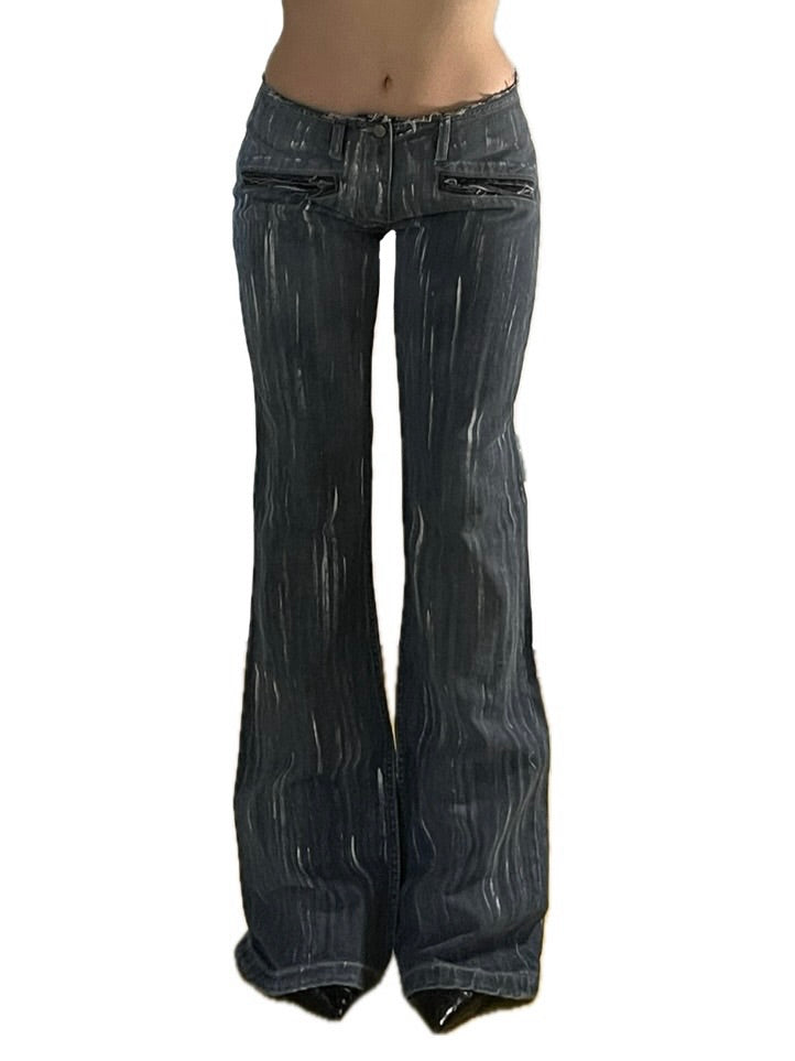 low rise flared zipped y2k jeans