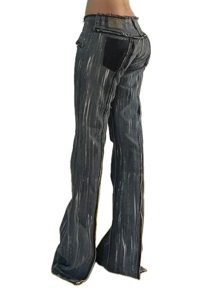 low rise flared zipped y2k jeans