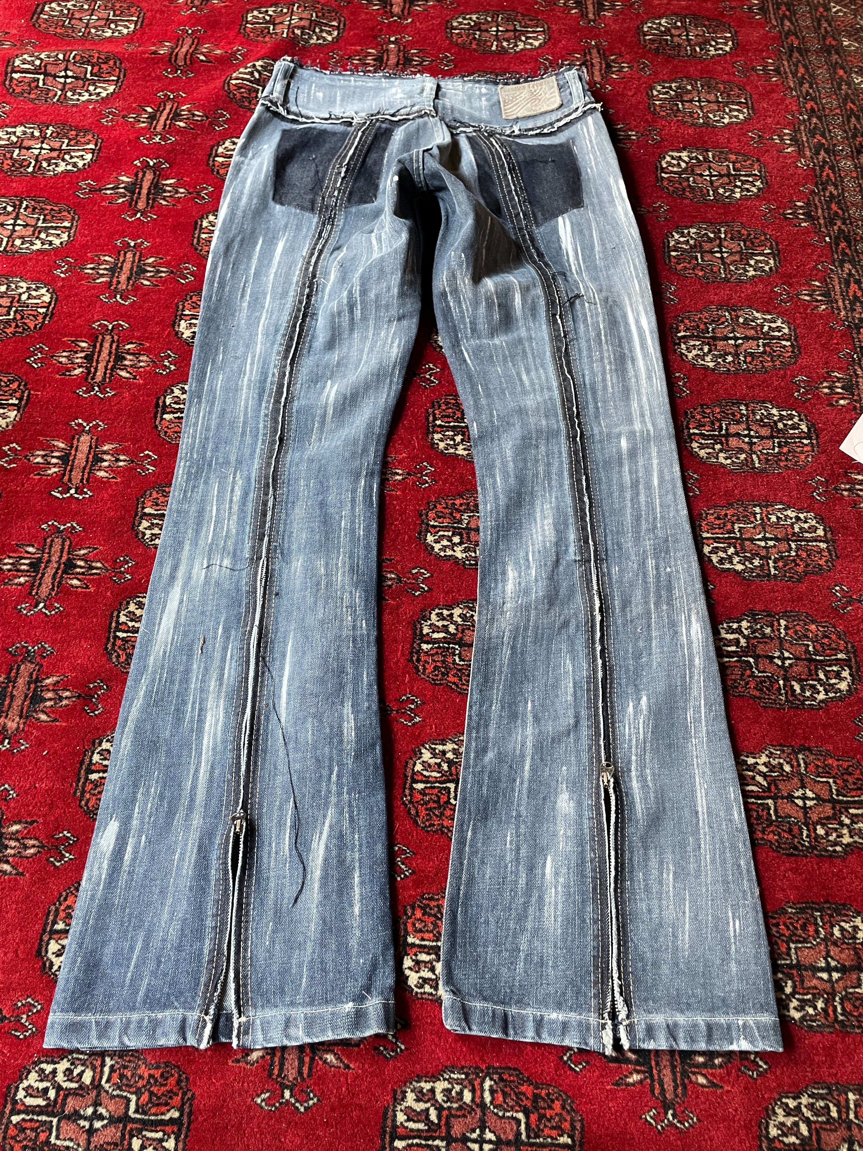 low rise flared zipped y2k jeans