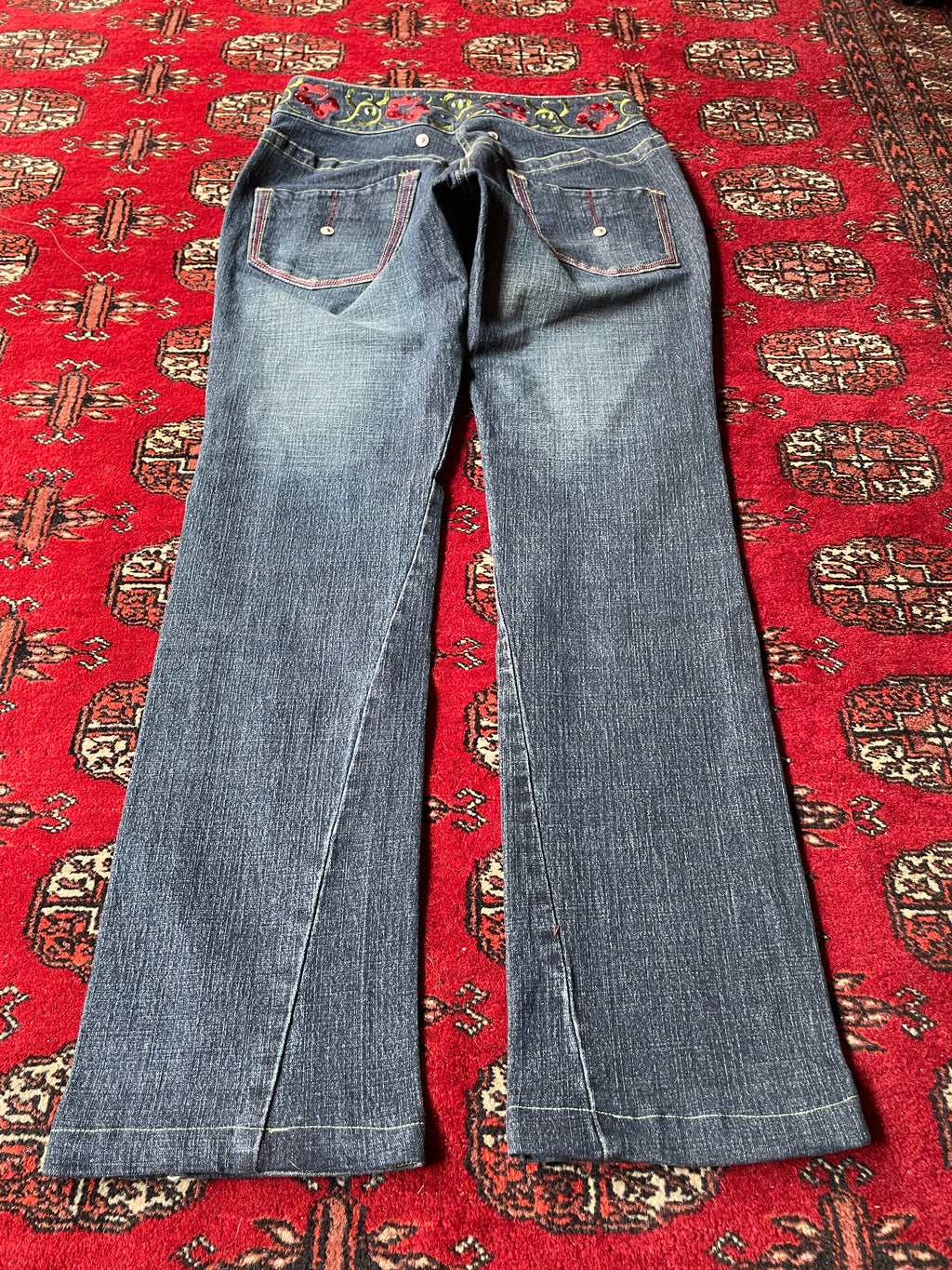 low rise embroidery straight fit y2k jeans