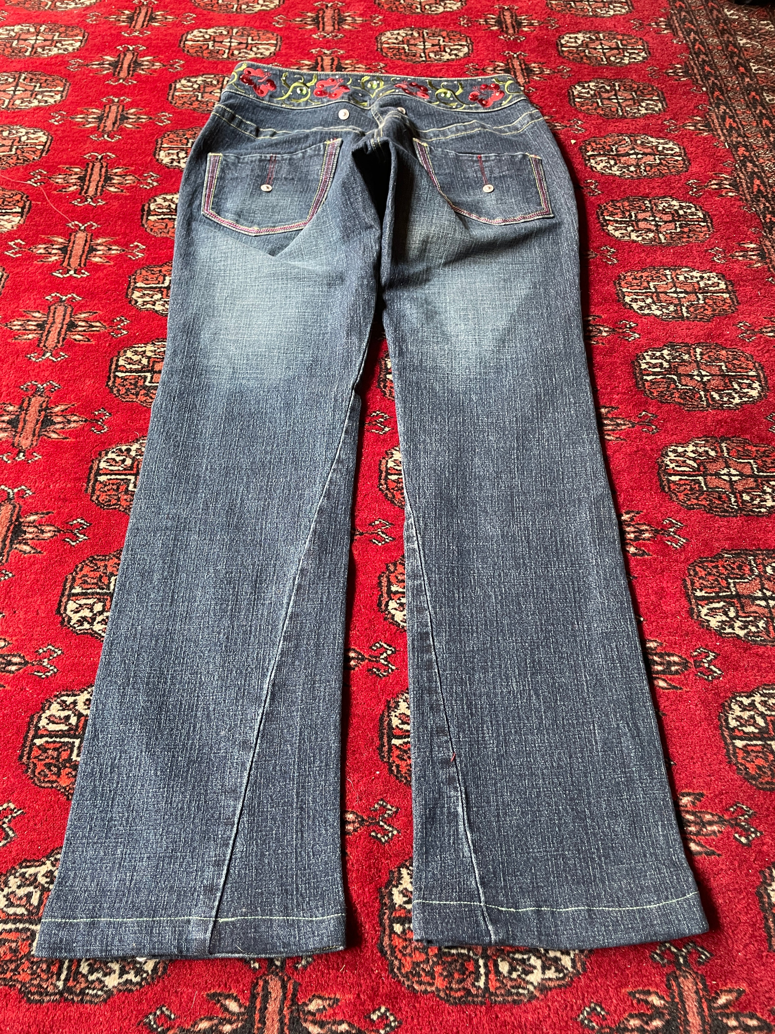 low rise embroidery straight fit y2k jeans