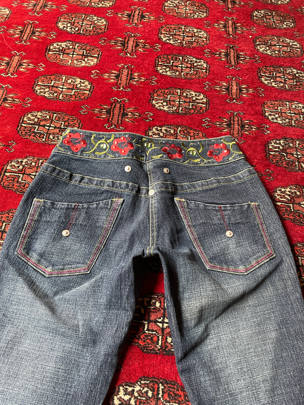 low rise embroidery straight fit y2k jeans